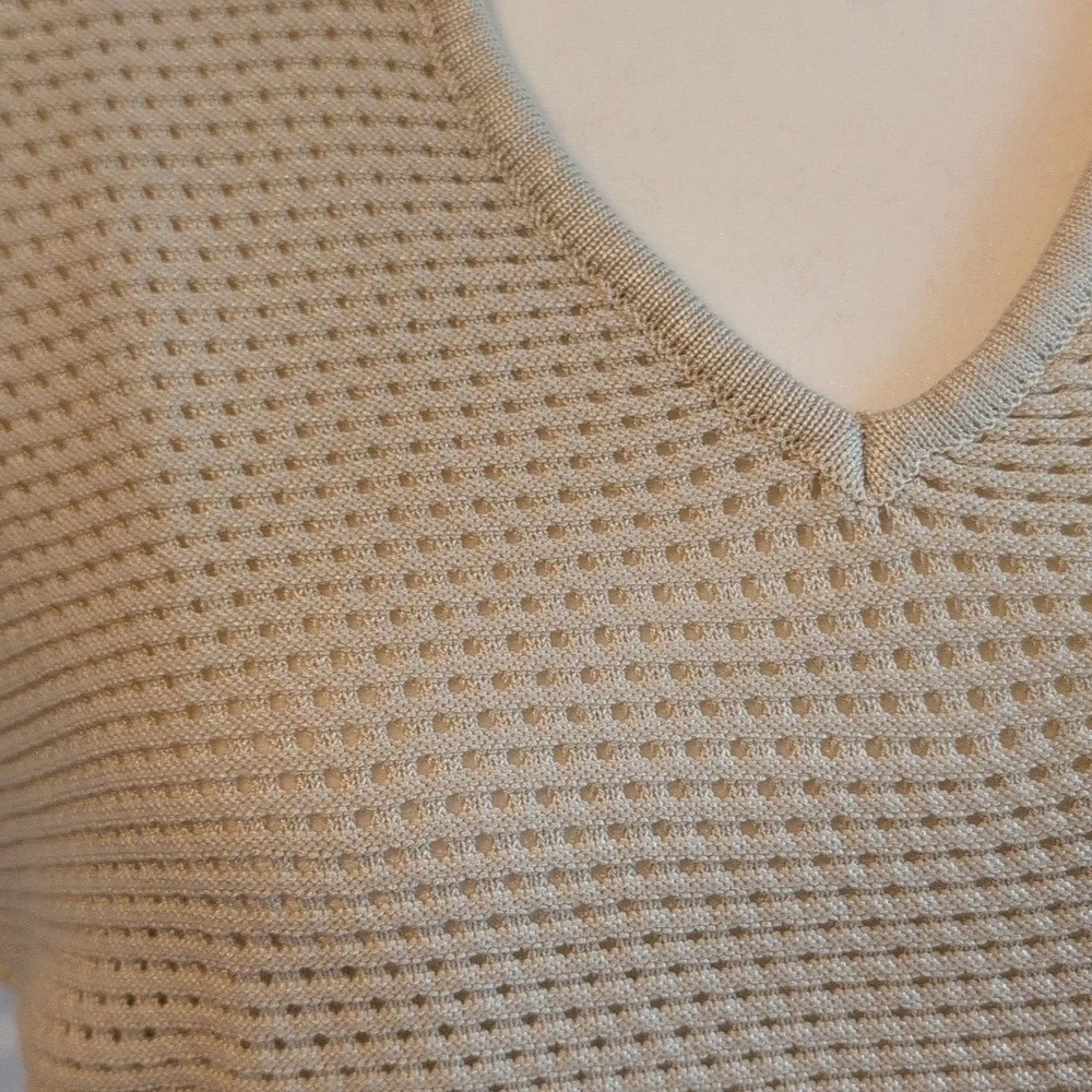 Women's Polo Style Beige Cap Sleeve Summer Sweater NWT